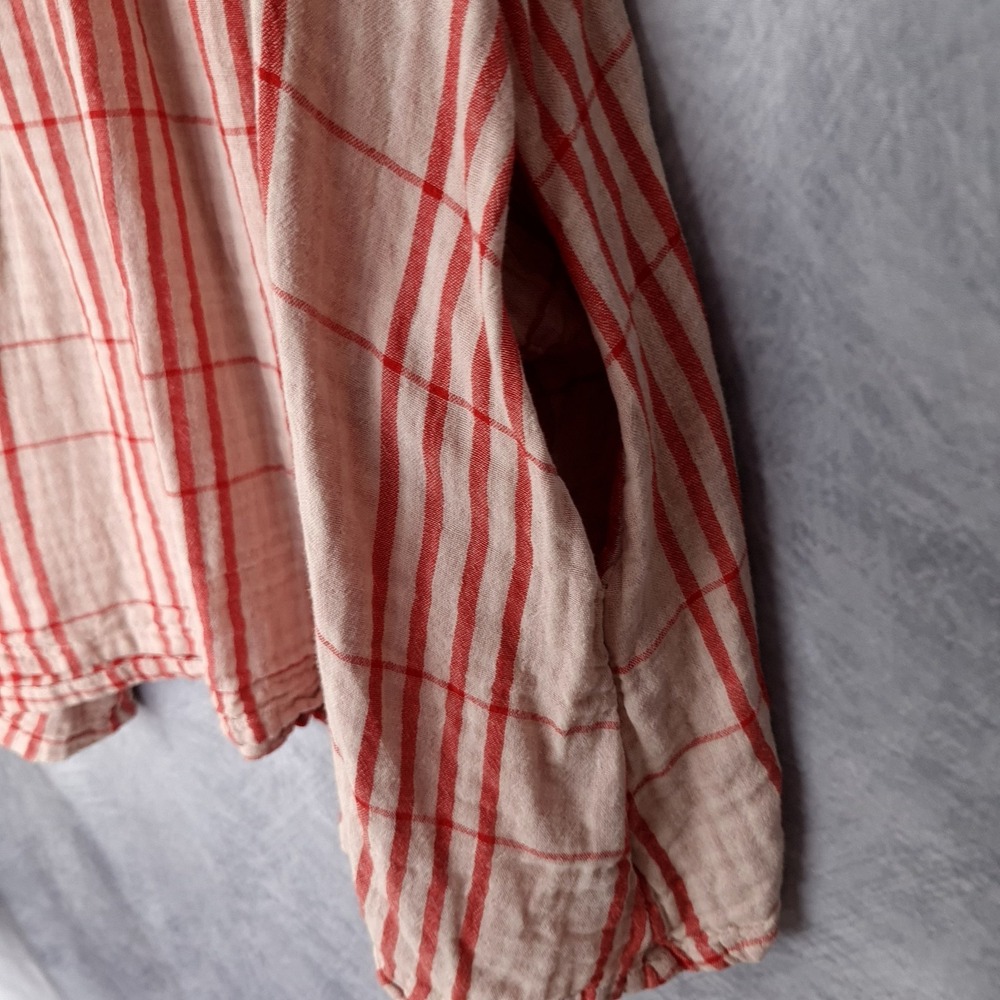 Wares by Ollielia Dress Womens Small Red Plaid 100% Organic Cotton Pockets Boho - Picture 7 of 16